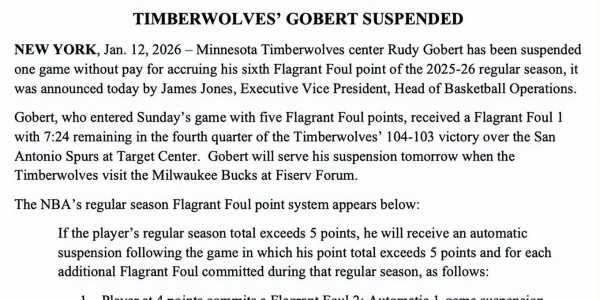 足球直播在线直播观看免费-NBA官宣戈贝尔禁赛一场：损失超20万美元薪水 明日将缺战雄鹿